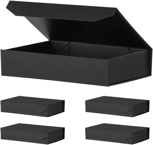 Vista 26 de Caja de regalo negra con tapa de 12 x 8 x 2.5 pulgadas, caja de regalo magnética para envolver, caja de regalo a granel para regalo, grano de malla
