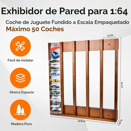 Vista 2 de Vitrina para coche con ruedas calientes cardadas, capacidad para 50 coches