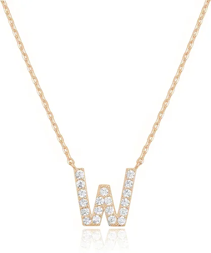 Vista 41 de PAVOI 14K White Gold Plated Cubic Zirconia Initial Necklace Letter Dainty Necklaces for Women