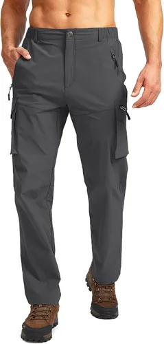 Vista 2 de Pudolla Mens Hiking Cargo Pants Outdoo Work Pants for Men UPF50+ with Zipper Pockets