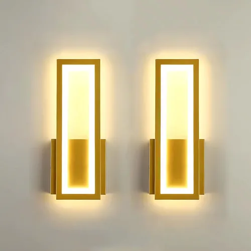 Vista 7 de Lámpara de pared LED para interiores, regulable, 16 W, oro, moderna, simple, rectangular, lámpara de pared, aluminio y acrílico, iluminación
