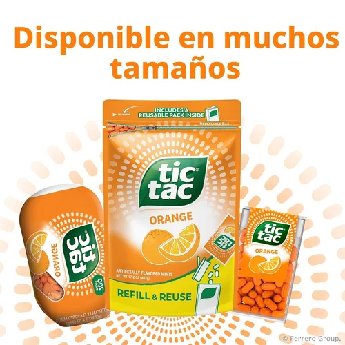 Vista 7 de Tic Tac Bulk Orange Refill Bag, Pocket-Sized Mints, 17.2 oz
