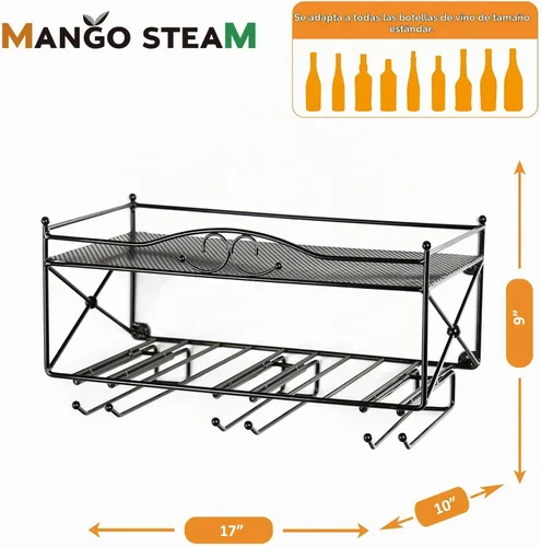 Vista 5 de Mango Steam soporte para botellas de vino y copas, para pared