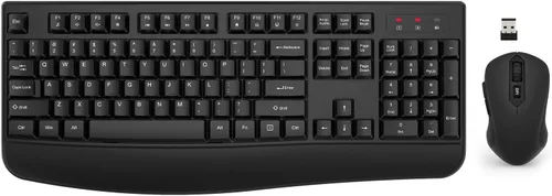 Vista 10 de Combo de teclado y mouse inalámbricos, EDJO, teclado ergonómico de tamaño completo de 2.4G para computadora con reposa muñecas y mouse inalámbrico