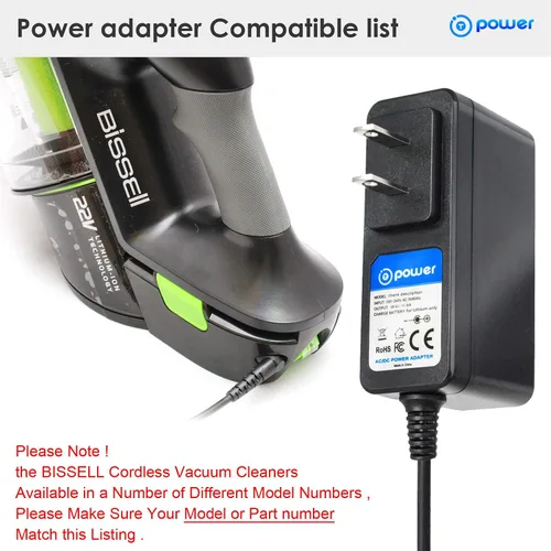 Vista 3 de T POWER Cargador de 28 V para aspiradora de coche de mano inalámbrica Bissell 19851 1985 1985T 2151A 21512 21513 2151C 2151V Serie Cable de carga Ac