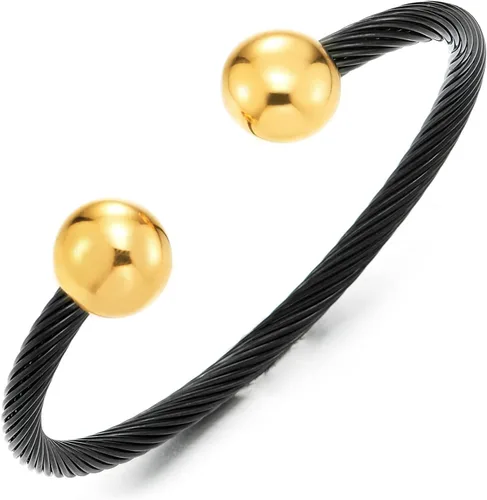 Vista 8 de Pulsera de acero inoxidable trenzada COOLSTEELANDBEYOND elástica ajustable para hombre y mujer