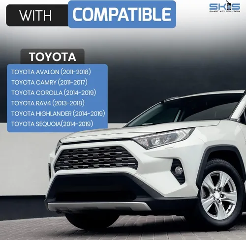 Vista 4 de Carcasa de repuesto para llavero de Toyota Highlander Avalon Camry Corolla RAV4 de 4 botones sin llave para automóvil 2017 2018 2019 con control