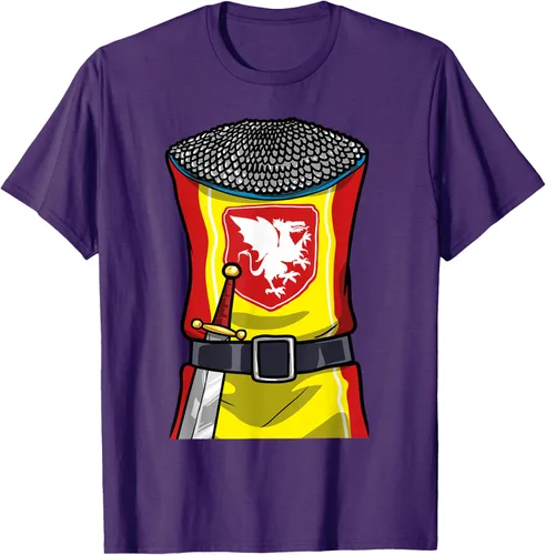 Vista 54 de Disfraz medieval de caballero de Halloween, camiseta para niños con espada de armadura, Negro, S