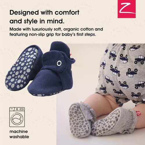 Vista 2 de Zutano Botines unisex de algodón orgánico con suela de agarre