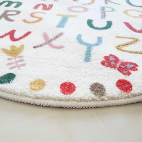 Vista 5 de LIULA Alfombra redonda para sala de juegos para niños, alfombra suave del alfabeto para dormitorio, colección de juegos, alfombra de aprendizaje