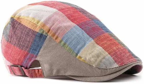 Vista 7 de Paquete de 2 sombreros de Newsboy para hombre, gorra plana, ajustable, a cuadros, hiedra, Gatsby, cabbie, conducción, golf, boina
