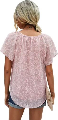 Vista 6 de Mansy - Blusas sueltas de verano con cuello en V y estampado floral para mujer