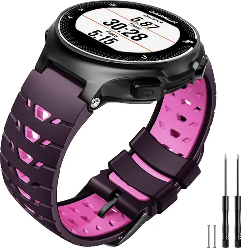 Vista 10 de Para Forerunner 630/235/620/735XT/220/230/Approach S20/S6/S5, correa de reloj de silicona suave de dos en uno, rojo-negro