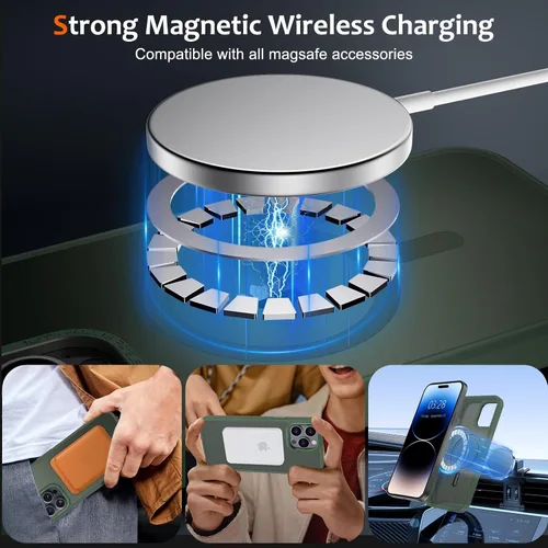 Vista 580 de Anuck - Funda magnética para iPhone 11 compatible con MagSafe, carcasa trasera mate translúcida dura, borde de TPU, delgada, resistente a impactos