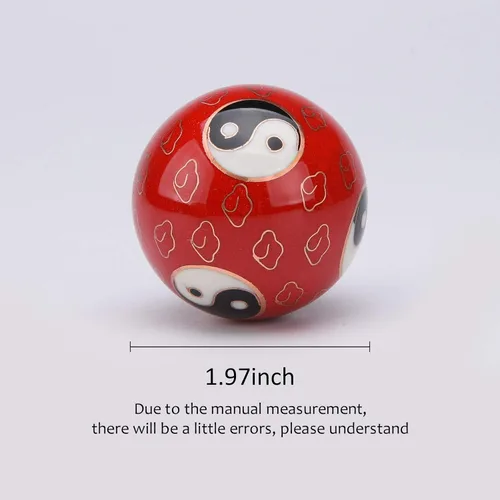 Vista 3 de BRABUD 1.97 '' Bolas de Baoding Chino Ejercicio de la mano Bolas de masaje con caja Rojo Yin Yang Bolas con campanillas Regalo para padres TQZDBS67