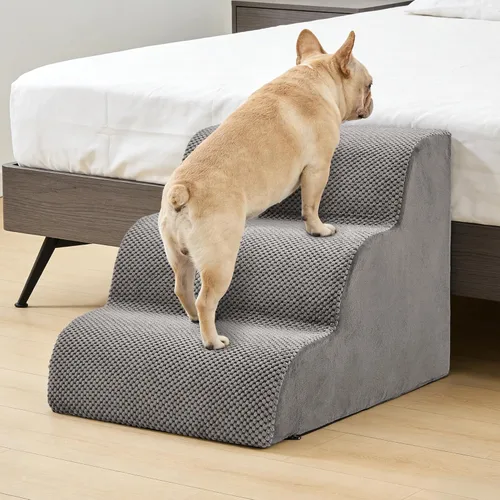 Vista 7 de DUMOS Escaleras para perros y gatos pequeños, escalones curvados de 3
