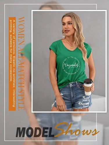 Vista 5 de FEMLE Christian Waymaker Sudadera Light in Darkess de manga larga con cuello redondo Miracle Worker Tops para mujer