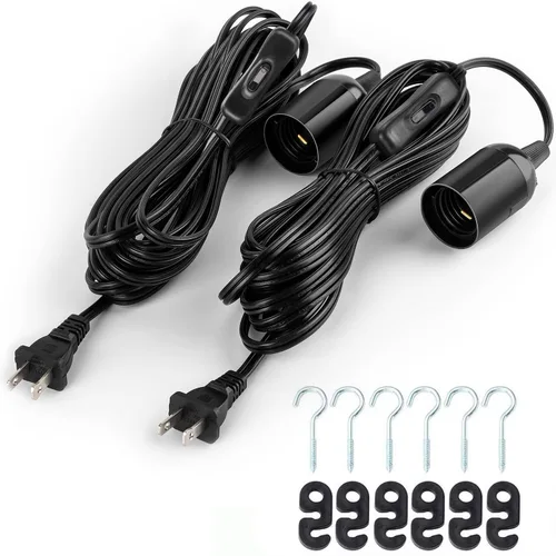 Vista 17 de JACKYLED Cable de extensión colgante para farol, UL 12 pies, E26 E27, interruptor de encendido/apagado, iluminación colgante para cocina