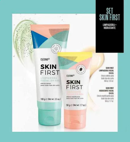 Vista 6 de Cyzone Skin First Set, limpiador facial de gel y gel hidratante facial, refresca y energiza tu cara