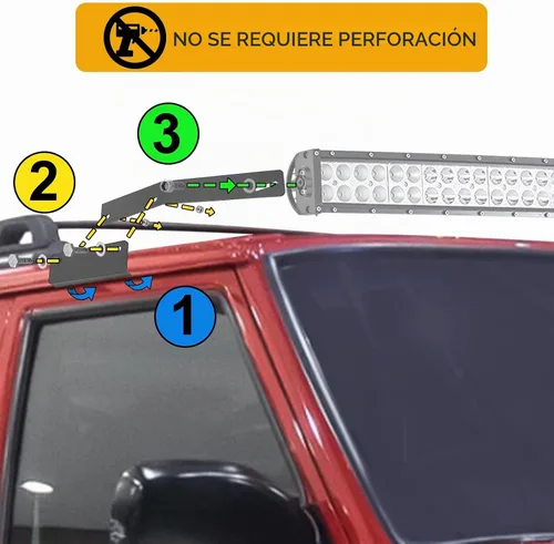 Vista 2 de DaSen Soporte de montaje de techo para barra de luz LED curvada/recta de 50 pulgadas compatible con Jeep Cherokee XJ 1984-2001