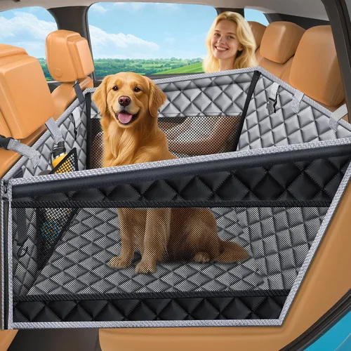 Vista 14 de URPOWER Funda de asiento de coche para perro, hamaca impermeable para Todo negro