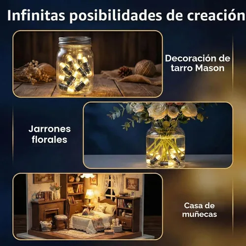 Vista 8 de 30 luces LED de fiesta con pilas, iluminación de temporada para globos, linternas de papel, impermeables, color blanco cálido