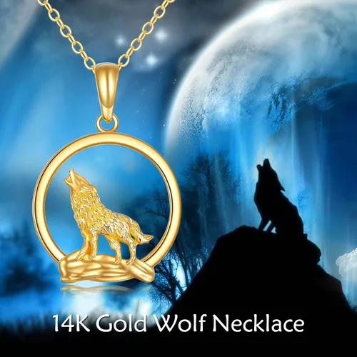 Vista 5 de KECHO Collar con colgante de pata de cerdo, colibrí, búho, lobogato, oro amarillo de 14 quilates, collar de animales finos, joyería de regalo