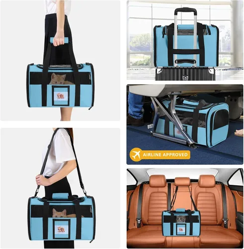 Vista 6 de Transportador para gatos, transportadores para perros aprobados por aerolíneas para perros pequeños, gatitos, transportadores para gatos pequeños