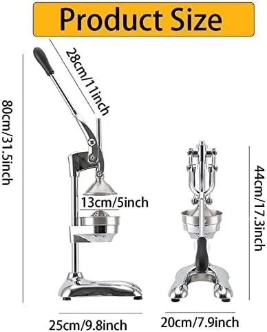 Vista 5 de Professional Stainless Steel Citrus Juicer, Heavy Duty Manual Squeezer for High Juice Yield, Ideal for Pomegranate, Lime, and Other Fruits