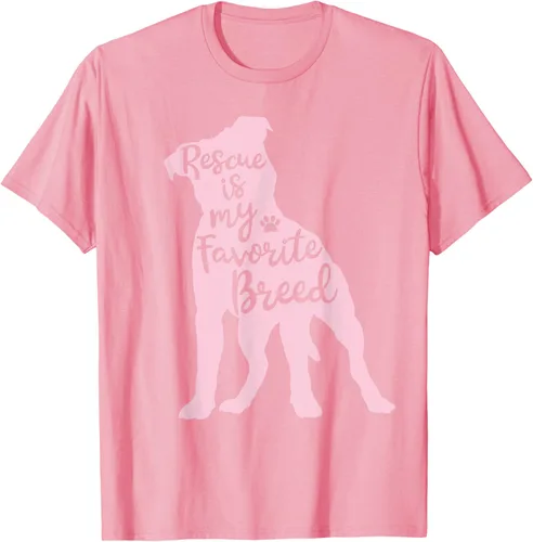 Vista 102 de Pitbull Rescue Is my Favorite Breed Dog Pit Bull Mama - Camiseta, Negro, S