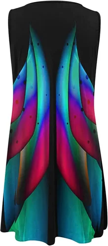Vista 5 de Vestidos largos de verano para mujer 2023, a la moda, con estampado de verano, sin mangas, sueltos, vestidos medios