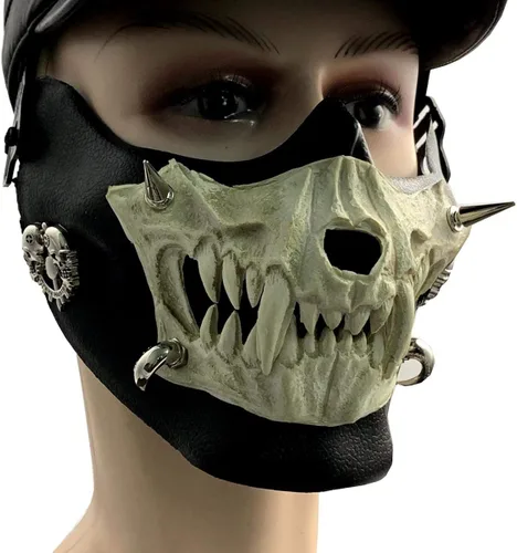 Vista 2 de Genial Máscara de media cara de esqueleto de calavera para disfraces fiestas Halloween