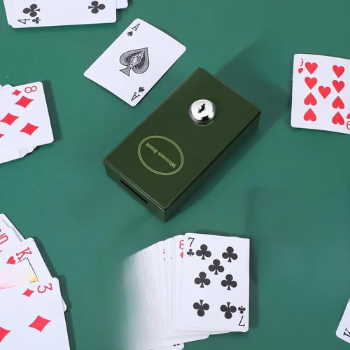 Vista 7 de Reallnaive 1 Paquete Caja de Metal para Apostadores Tamaño de Bolsillo Banco Ganador Caja de Dinero de Casino con 2 Llaves Caja Fuerte Portátil