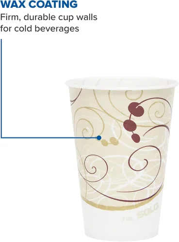Vista 4 de SOLO R7N-J8000 Taza de papel encerado Symphany de 7 oz (caja de 2000), beige, 3.7