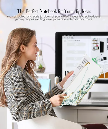 Vista 7 de Cuaderno estético en espiral para mujer, 200 páginas, cuadernos rayados de 8.5 x 11 pulgadas, diarios en espiral grandes de tapa dura A4 con papel