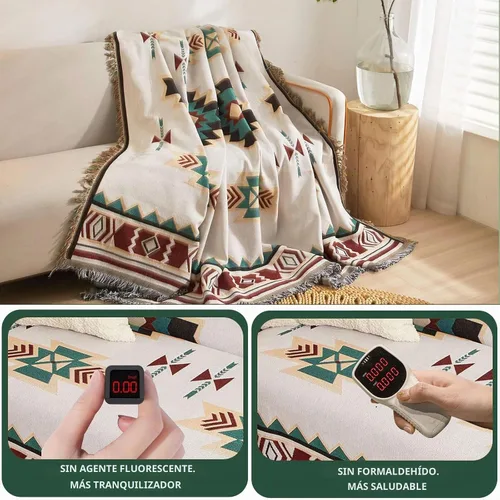 Vista 3 de ROOMLIFE Manta de sofá estilo azteca boho para sillones de 2/3 cojines, fundas de sofá lavables y antideslizantes aptas para mascotas, protector
