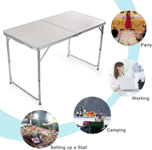 Vista 6 de H&B Luxuries Mesa de camping plegable de aluminio ajustable de altura portátil con asa de transporte FT-ACFT1