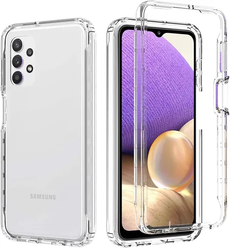 Vista 9 de Funda para teléfono Galaxy A32 5G, Galaxy M32 5G SM-A326 con protector de pantalla de vidrio templado, bonito patrón floral transparente, funda
