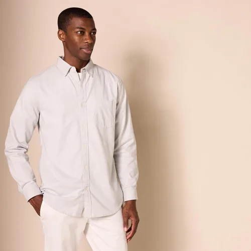 Vista 2 de Tienda Essentials Camisa Oxford elástica de manga larga ajustada con bolsillo para hombre