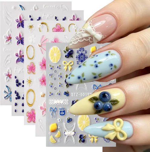 Vista 32 de 8 hojas de calcomanías de arte de uñas de conejo de Pascua, 3D, autoadhesivas, accesorios de arte de uñas, caricaturas, conejos, animales