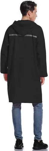 Vista 3 de Chaqueta de lluvia de seguridad larga con capucha para hombre, impermeable, poncho de emergencia