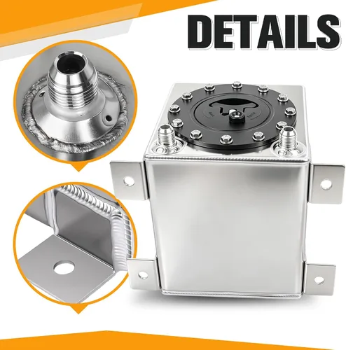 Vista 3 de Tanque universal de celda de combustible de 1 galón 4L con tapa y remitente de nivel de aluminio pulido plateado