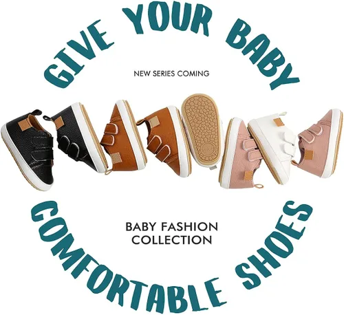 Vista 2 de QWZban Zapatos de bebé para niños y niñas zapatillas de deporte con suela de goma antideslizante para cuna de bebé zapatos de vestir para uniforme