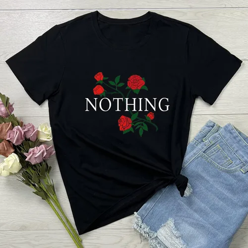 Vista 2 de BLACKMYTH Camiseta de manga corta con estampado de rosas para mujer, de verano