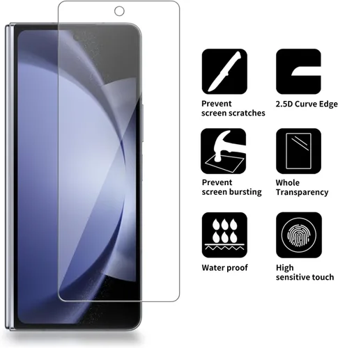 Vista 2 de Paquete de 4 protectores de pantalla exteriores de vidrio compatibles con Samsung Galaxy Z Fold 5 [solo el exterior] SM-F946U SM-F946U1 SM-F946B