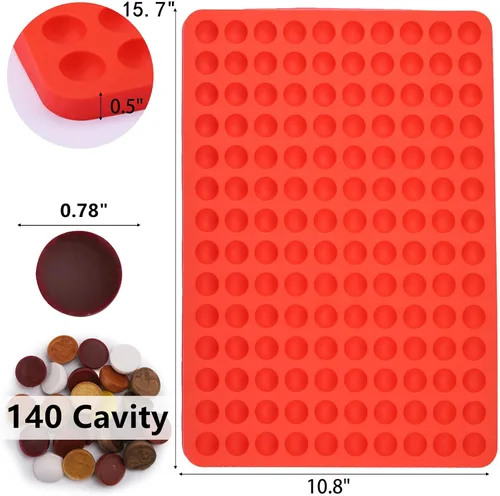 Vista 2 de 2 Piezas de Moldes Pequeños de Silicona d, Moldes Semi Esféricos de 140 Cavidades para Chocolate, Horneado, Dulces Caseros, Cuentas de Cera