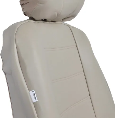 Vista 7 de BDK carXS - Fundas de asiento de automóvil de cuero beige para asientos delanteros, 4 piezas, piel sintética, incluye fundas de asiento delantero