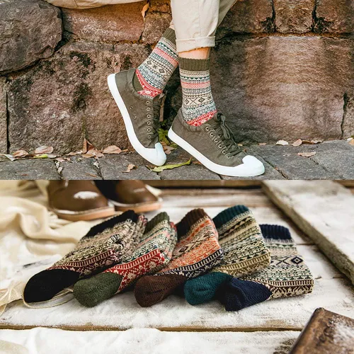 Vista 5 de 5 Pack Womens Wool Socks Winter Warm Socks Thick Knit Cabin Cozy Crew Soft Socks Gifts for Women