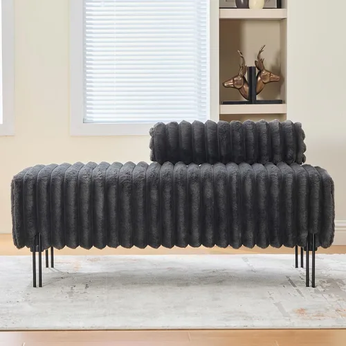 Vista 10 de NIOIIKIT Sofá biplaza moderno de 49.6 pulgadas, sofá tapizado con patas doradas y respaldo ajustable, sofás pequeños de piel sintética para Piel