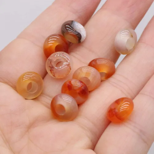 Vista 5 de 50 cuentas sueltas de piedra semipreciosa natural con agujero grande, forma de ábaco, ópalo de moda, amatista, unakita, cuarzo rosa, cuentas